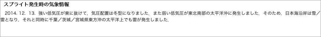 スプライト発生時の気象情報"