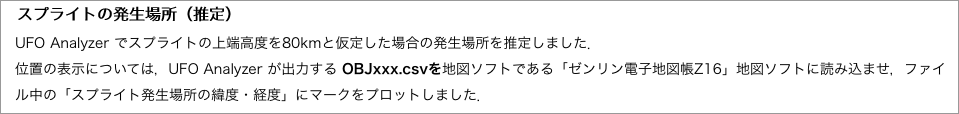 　スプライトの発生場所（推定）"