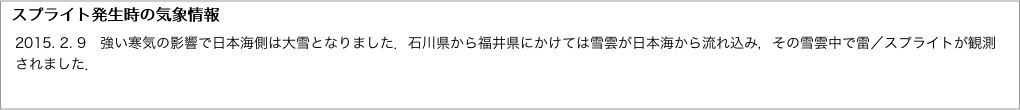 スプライト発生時の気象情報"