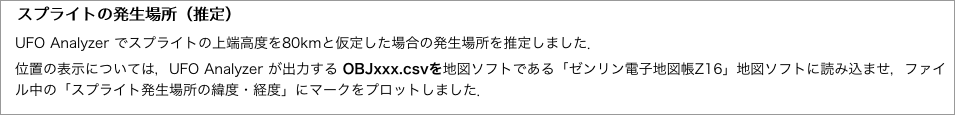 　スプライトの発生場所（推定）"