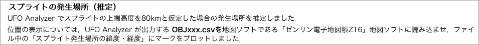 　スプライトの発生場所（推定）"