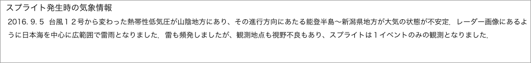 スプライト発生時の気象情報"