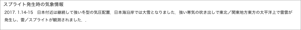 スプライト発生時の気象情報"